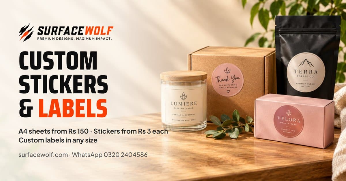 Custom stickers and labels on candle, coffee and beauty packaging